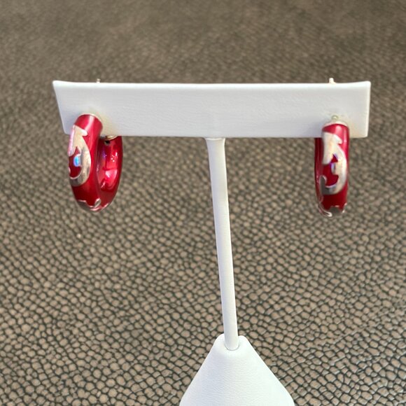 Milor Italy 925 Red Enamel bracelet and hoop earrings set - Picture 5 of 14